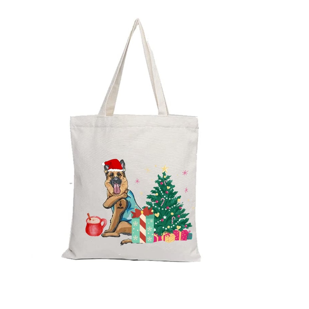 Cute Dog I love You Mom Christmas Tote Bag